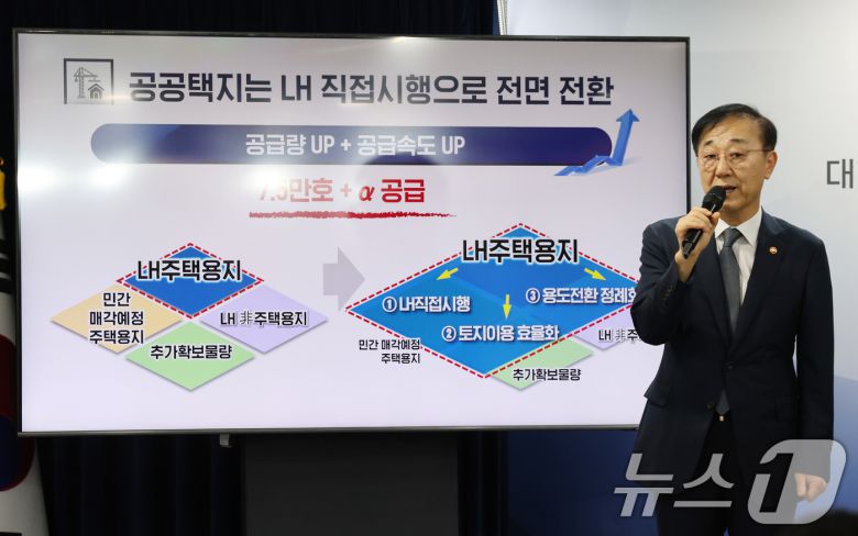 김윤덕 국토교통부 장관이 7일 서울 종로구 정부서울청사에서 주택공급 확대방안 관련 합동브리핑을 하고 있다. 2025.9.7/뉴스1 ⓒ News1 임세영 기자