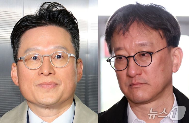 김선규 전 고위공직자범죄수사처(공수처) 수사1부장검사(왼쪽)과 송창진 전 수사2부장검사./2025.11.17.ⓒ 뉴스1