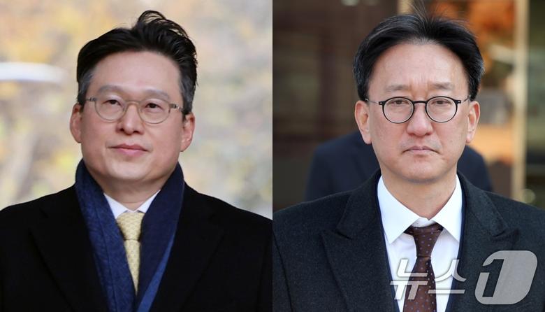 김선규 전 고위공직자범죄수사처 수사1부장검사(왼쪽)와 송창진 전 고위공직자범죄수사처 수사2부장검사. 2025.11.17/뉴스1 ⓒ News1 황기선 기자