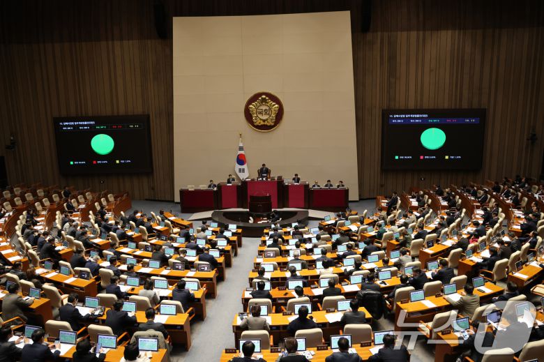 2일 서울 여의도 국회에서 열린 제429회국회(정기회) 제14차 본회의에서 담배사업법 일부개정법률안(대안)이 찬성 247표로 통과되고 있다. 2025.12.2/뉴스1 ⓒ News1 이승배 기자