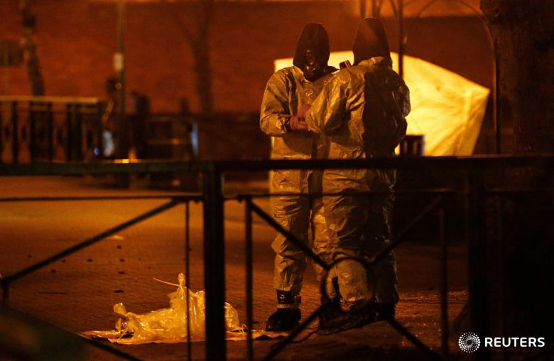 지난 3월 러시아계 이중 간첩 출신 세르게이 스크리팔 부녀가 신경작용제 '노비촉'에 노출돼 쓰러진 영국 솔즈베리 지역 현장. ⓒ 로이터=뉴스1