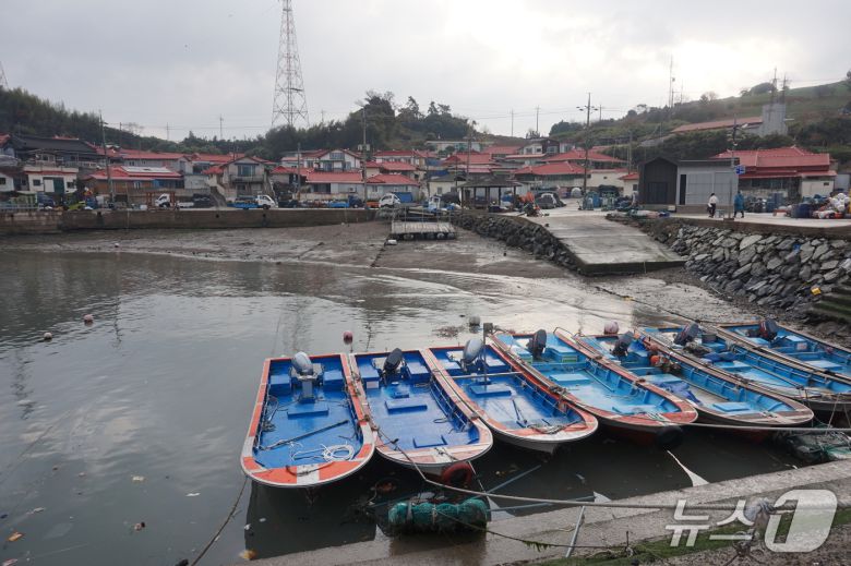 모도선착장에 정박중인 배들과 건너편 모도마을 풍경.2025.12.19/뉴스1 ⓒ News1 조영석 기자