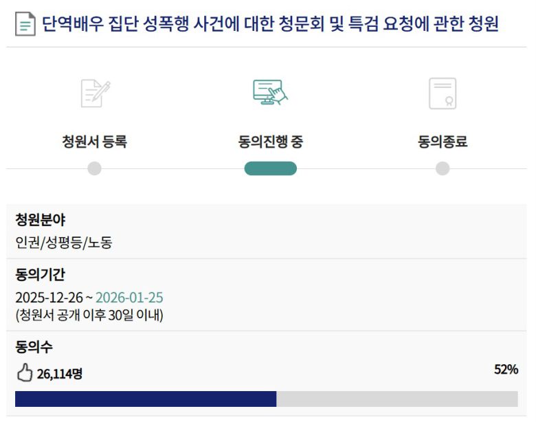 (국민 동의 청원 게시판 갈무리)