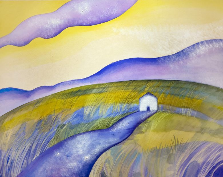 이승은, Golden, 2025, 72.7×90.9 cm, Color and gel stone on hanji (떼아트 갤러리 제공)