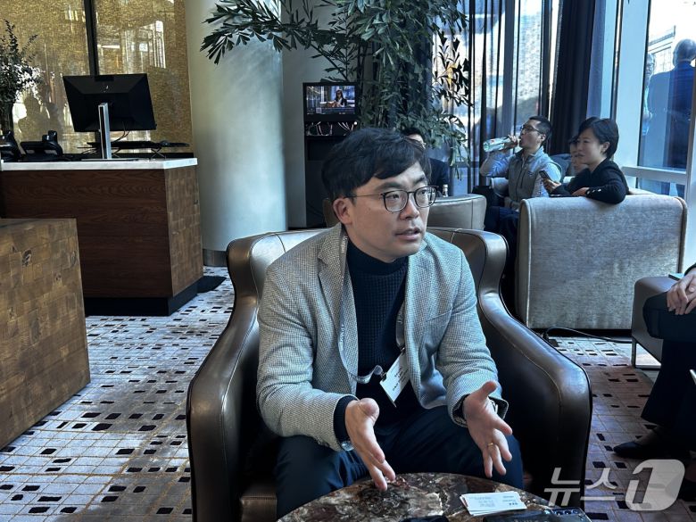 미국 샌프란시스코 모처에서 취재진과 마주한 이슬기 디앤디파마텍 대표. ⓒ News1