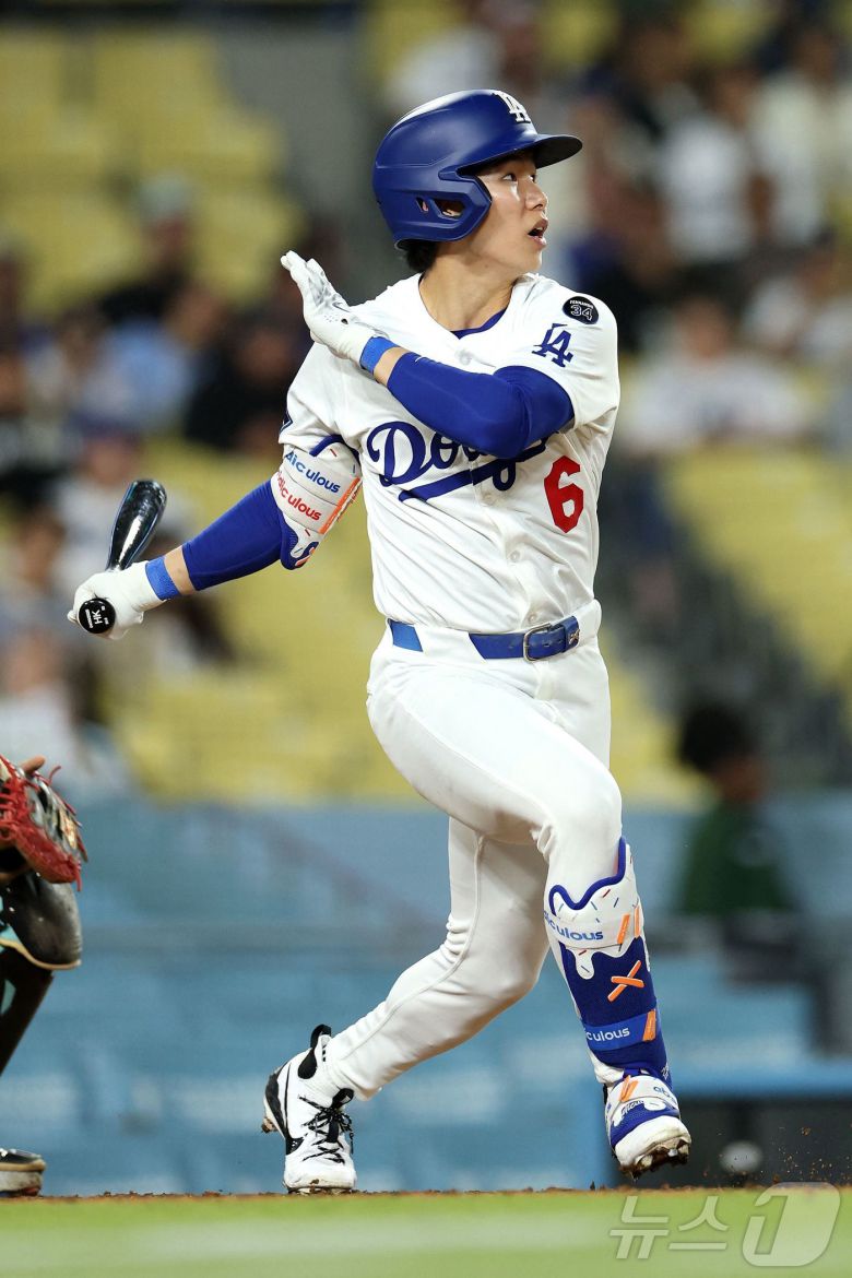 LA 다저스 김혜성이 입지를 넓히기 위해서는 공격력도 키워야 한다. ⓒ AFP=뉴스1
