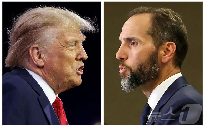 도널드 트럼프(왼쪽) 전 미국 대통령과 잭 스미스(오른쪽) 특별검사. 2024.07.15. ⓒ 로이터=뉴스1 ⓒ News1 장시온 기자