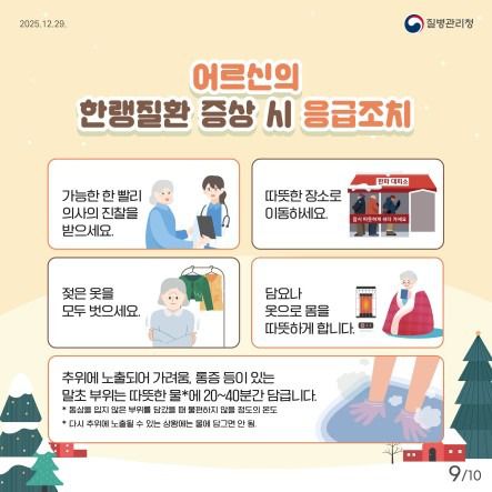 고령층 한랭질환 증상 시 응급조치.(질병관리청 제공)