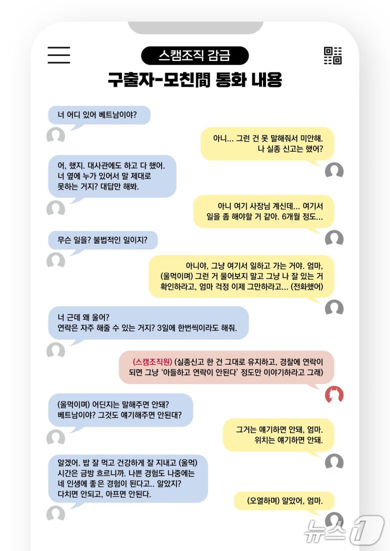 구출자-모친간 통화 내용(국정원 제공)