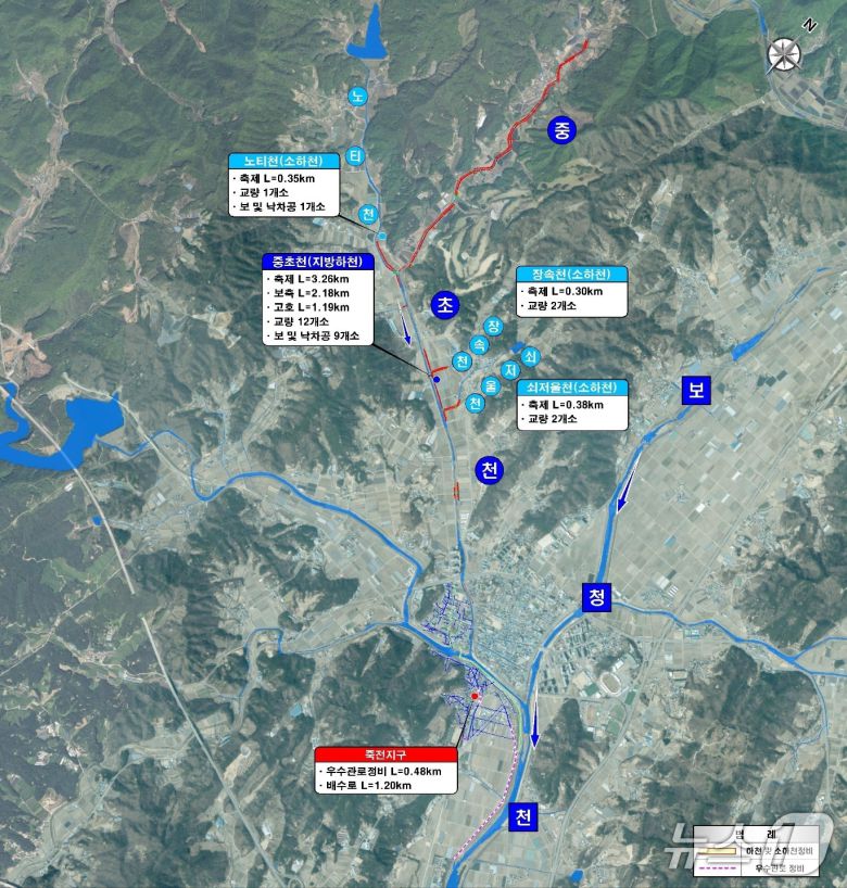 중초지구 풍수해생활권 종합정비사업 계획도 (보은군 제공. 재판매 및 DB금지) /뉴스1