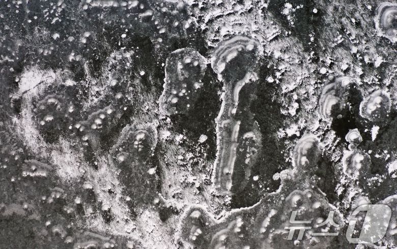 연일 북극 한파가 지속되고 있는 23일 경기 화성시 멱우지에 설치된 수상태양광발전소 주변이 얼어 있다. 2026.1.23/뉴스1 ⓒ News1 김영운 기자