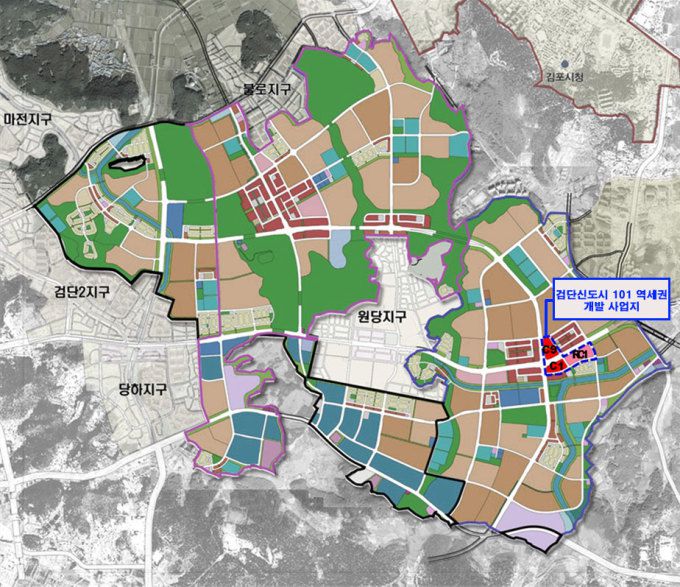 [서울=뉴스핌] 김성수 기자 = '검단신도시 101 역세권 개발사업' 위치도 [자료=롯데건설] 2020.10.30 sungsoo@newspim.com