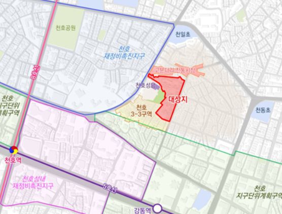 [서울=뉴스핌] 서울 천호동 397-419 일대(천호3-2구역) 재개발 위치도. [자료=서울시] 유명환 기자 = 2022.05.24 ymh7536@newspim.com