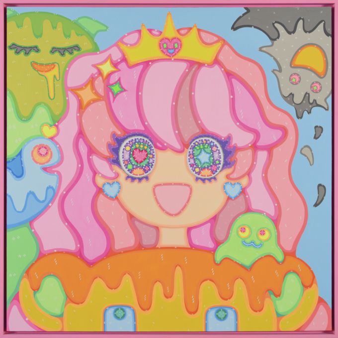 [서울=뉴스핌] 조용준 기자 =  wonderland -모두 모여라!, 100x100cm(50호), Baby  pink Frame(2022) 2022.07.08 digibobos@newspim.com