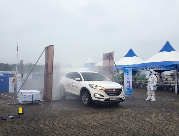 경북도가 20일 문경시 소재 영강 생활체육공원에서 아프리카돼지열병과 구제역 가상 방역훈련을 진행하고 있다.[사진=경북도]2023.09.20 nulcheon@newspim.com