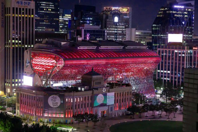서울빛 적용 경관조명(서울시청) [사진=서울시]