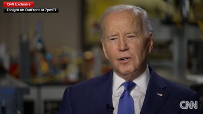 8일(현지시간) 조 바이든 미국 대통령 CNN 인터뷰 방송 캡처. [사진=CNN]