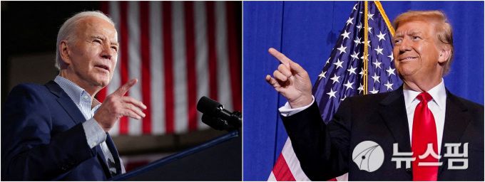조 바이든 미국 대통령(왼쪽)과 도널드 트럼프 전 미국 대통령(오른쪽).[사진=로이터 뉴스핌] 2024.05.21 mj72284@newspim.com