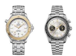 파리 올림픽 에디션 '씨마스터 다이버 300M'(왼쪽)와 '스피드마스터 크로노스코프' [사진=오메가]