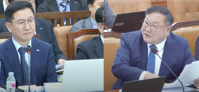 더불어민주당 김태년 의원이 21일 국회에서 열린 기획재정위원회 국정감사에서 성창훈 한국조폐공사 사장에게 질의를 하고 있다. [사진=국회] 2024.10.21 biggerthanseoul@newspim.com