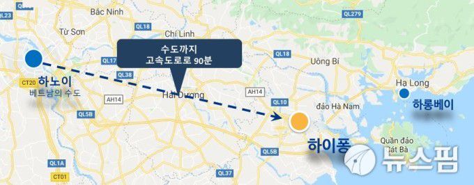 베트남 하이퐁 위치도 [사진=뉴스핌 DB]