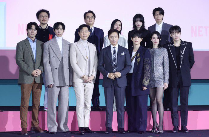 넷플릭스 오리지널 시리즈 '오징어 게임' 시즌2 주연배우들인 양동근(왼쪽 위 시계방항부터)과 이서환, 강애심, 조유리, 위하준, 강하늘, 박규영, 임시완, 이병헌, 이정재, 박성훈, 이진욱. [사진=뉴스핌DB]