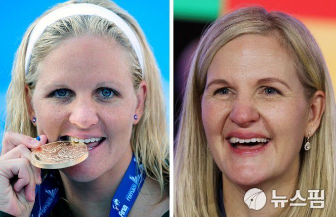 [코스타 나바리노 로이터 =뉴스핌] 박상욱 기자 = 20일 제144차 IOC 총회에서 새 IOC 위원장으로 당선된 커스티 코번트리의 수영선수 시절(왼쪽)과 현재 모습. 2025.3.20 psoq1337@newspim.com
