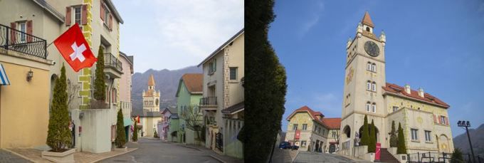 양 떼가 반기는 스위스 마을 '가평 에델바이스 스위스 테마파크'. [사진=경기관광공사]