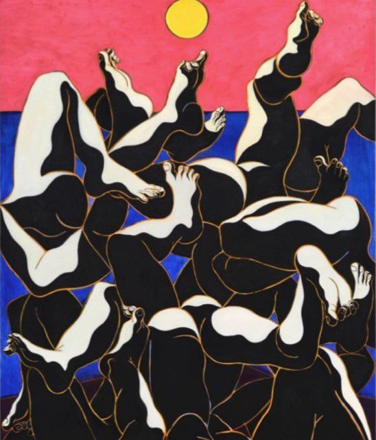 [서울=뉴스핌]이영란 편집위원/미술전문기자=Art OnO 2025에 마시모데카를로 갤러리가 선보인 마크 양(Mark Yang)의 작품 'The Fall of Damned'. 2023. 캔버스에 유채. 182.9x147.3cm [사진=아트 오앤오]  2025.04.10 art29@newspim.com