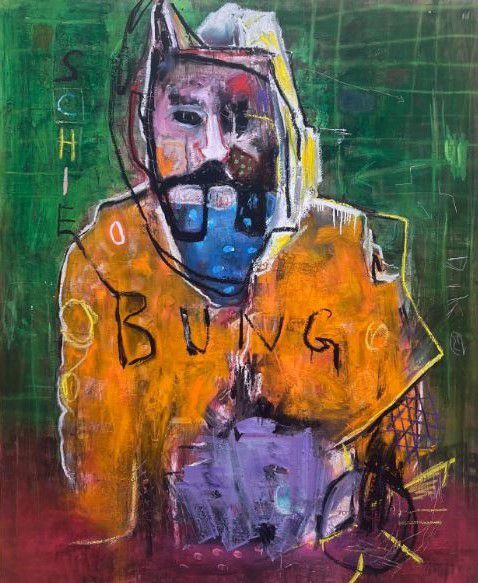 [서울=뉴스핌]이영란 미술전문기자= Schiebung (Shift) 2024 Oil, pigments, spraypaint on linen 190x150cm [이미지제공=야리라거 갤러리] 2025.04.11 art29@newspim.com