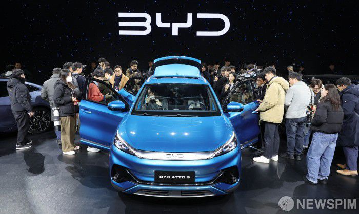 인천 중구 상상플랫폼에서 열린 BYD 승용 브랜드 런칭 미디어 쇼케이스에서 아토3가 공개됐다. [사진=뉴스핌 DB]