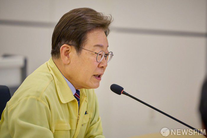 [서울=뉴스핌] 이재명 대통령이 12일 서울 서초구 한강홍수통제소에서 열린 수해 대비 현장 점검 회의에서 발언하고 있다. [사진=대통령실] 2025.06.12 photo@newspim.com