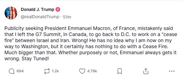 도널드 트럼프 미국 대통령의 트루스소셜 계정 [출처=트루스소셜]