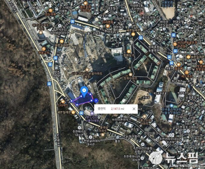 용산구청에 보고된 오염토양 정화 지역 동빙고동 310-6번지. [사진=제보자]