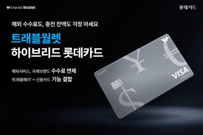 [서울=뉴스핌] 이윤애 기자 = 롯데카드는 트래블월렛과 제휴해 해외 이용 수수료 면제 혜택과 신용카드 기능을 탑재한 '트래블월렛 하이브리드 롯데카드'를 출시했다고 15일 밝혔다. [사진=롯데카드] 2025.07.15 yunyun@newspim.com