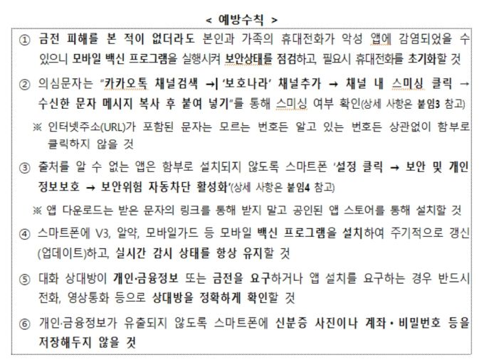 예방 수칙. [그래픽=경찰청, 과학기술정보통신부]