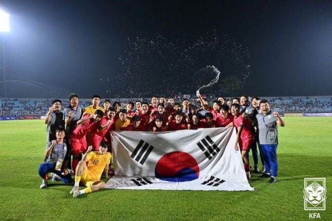 [서울=뉴스핌] 손지호 기자 = 인도네시아와의 U-23 아시안컵 예선 3차전에 선발로 나선 U-22 대표팀 선수들. [사진=대한축구협회] 2025.09.10 thswlgh50@newspim.com