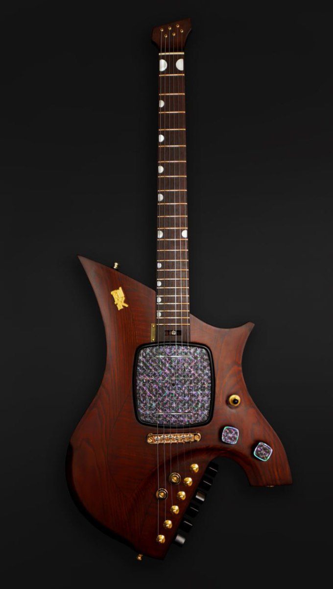 로런스 웡 싱가포르 총리와 정상회담을 한 이재명 대통령은 2일 공식 방한한 웡 총리에게 나전칠기 장식이 된 일렉트릭 기타를 선물했다. [사진=KTV]