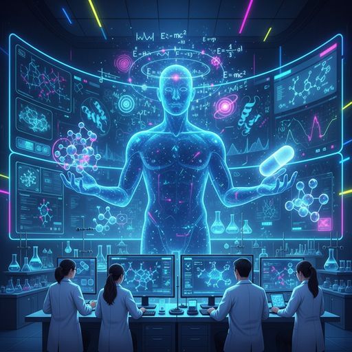 물리 AI를 이용한 신약 개발 현장을 담은 일러스트 [자료=뉴스핌]