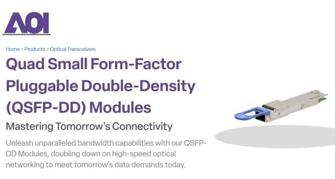 어플라이드 옵토일렉트로닉스의 QSFP-DD [사진= 업체 홈페이지]