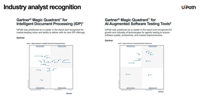 가트너, 유아이패스를 지능형 문서 처리 및 AI 강화 소프트웨어 테스팅 도구 매직 쿼드런트에서 리더로 선정 [자료=유아이패스 홈페이지]