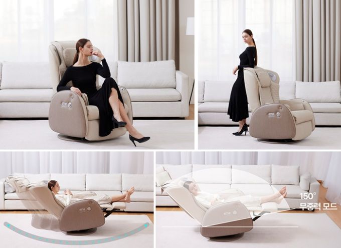 [사진=스노크 체어에서 직장인이 다양한 리클라이닝 각도로 스윙을 체험하고 있는 모습]
