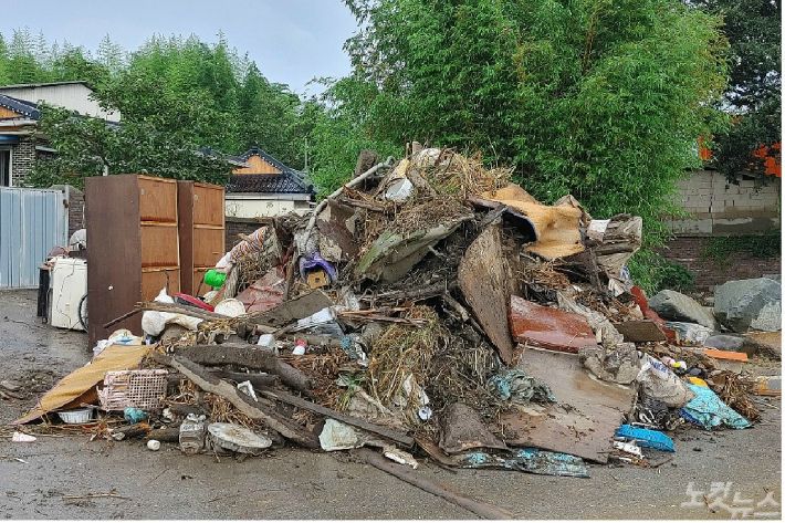 전남 나주시 다시면에 내린 폭우로 주택 침수 피해가 잇따랐다.(사진=박요진 기자)