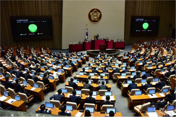 국회 본회의 광경. 윤창원기자