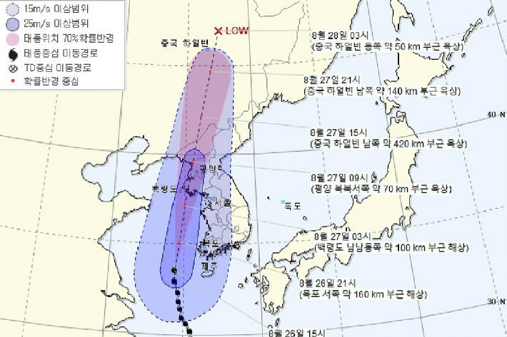 제8호 태풍 바비 예상 이동 경로(사진=기상청 제공)