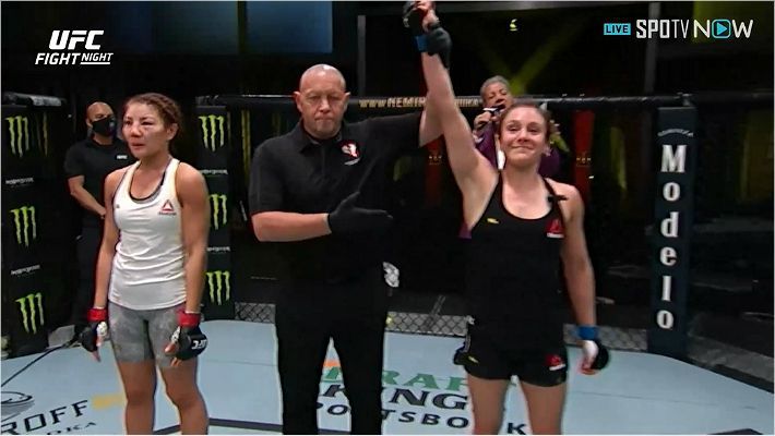 그라소에 판정패를 당한 김지연(왼쪽) (사진=SPOTV NOW 제공)