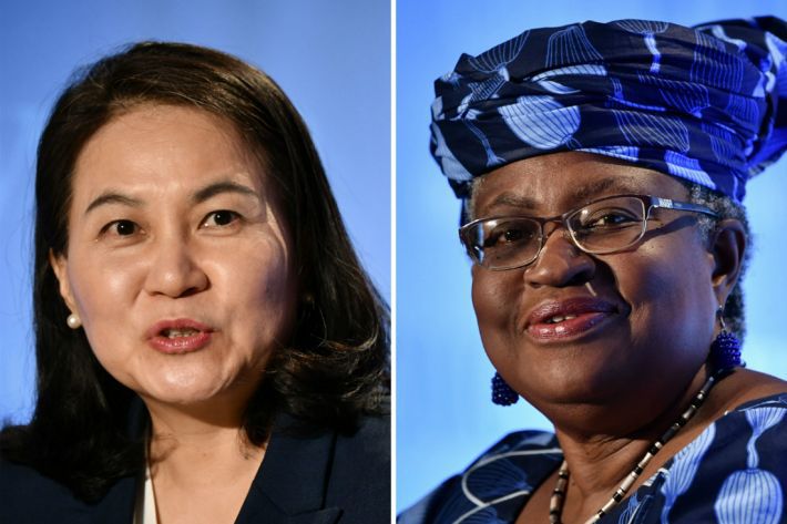 WTO 수장 선거 최종결선에 오른 유명희·오콘조-이웰라(사진=연합뉴스)