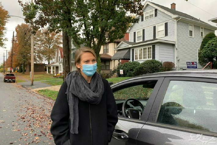 펜실베니아주 스크랜턴을 취재중인 독일 '디차이트'의 암라이 코엔 기자(사진=권민철 특파원)