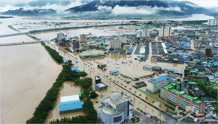 지난 8월 집중호우로 물에 잠긴 구례군 구례읍 일대. (사진=자료사진)