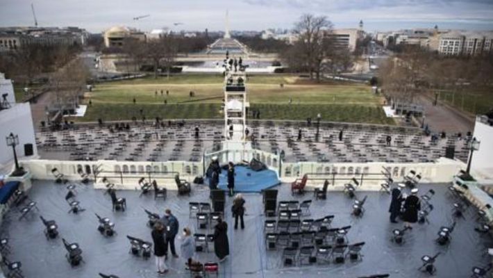 바이든 취임식 리허설 장면. 연합뉴스